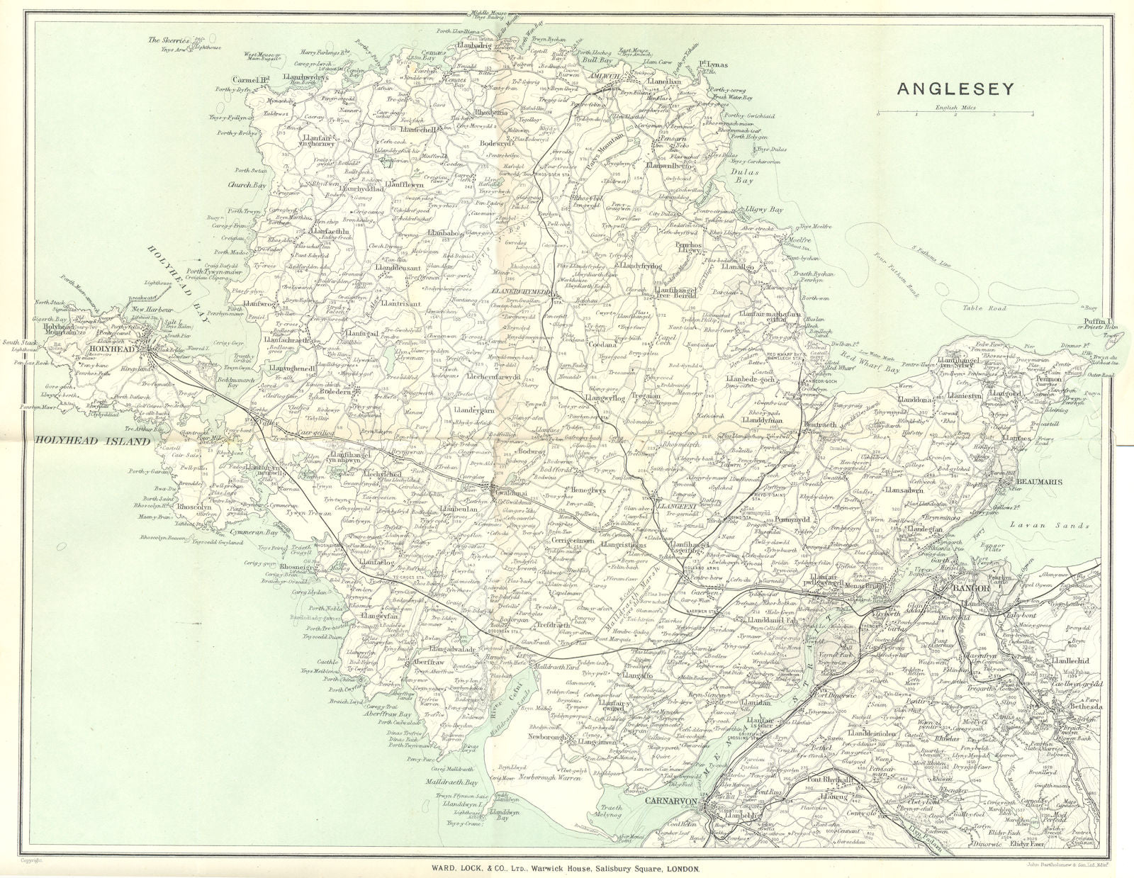 ANGLESEY. Menai Strait Holyhead Bangor Beaumaris Caernarvon. WARD LOCK 1924 map
